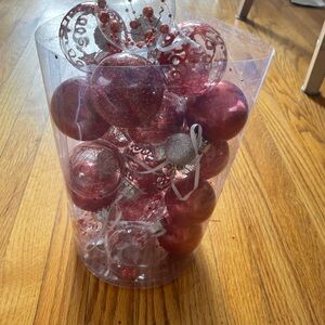 Festive Red and Silver Holiday Ornament Set